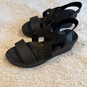 Elegant Black Strappy Wedge Sandals
